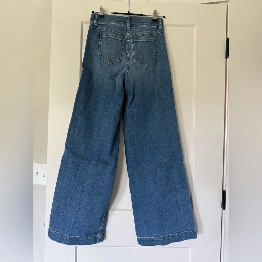 NWT SPANX Wide Leg Seamed Denim Flare Jeans Pull On Style Size S - Picture 5 of 6